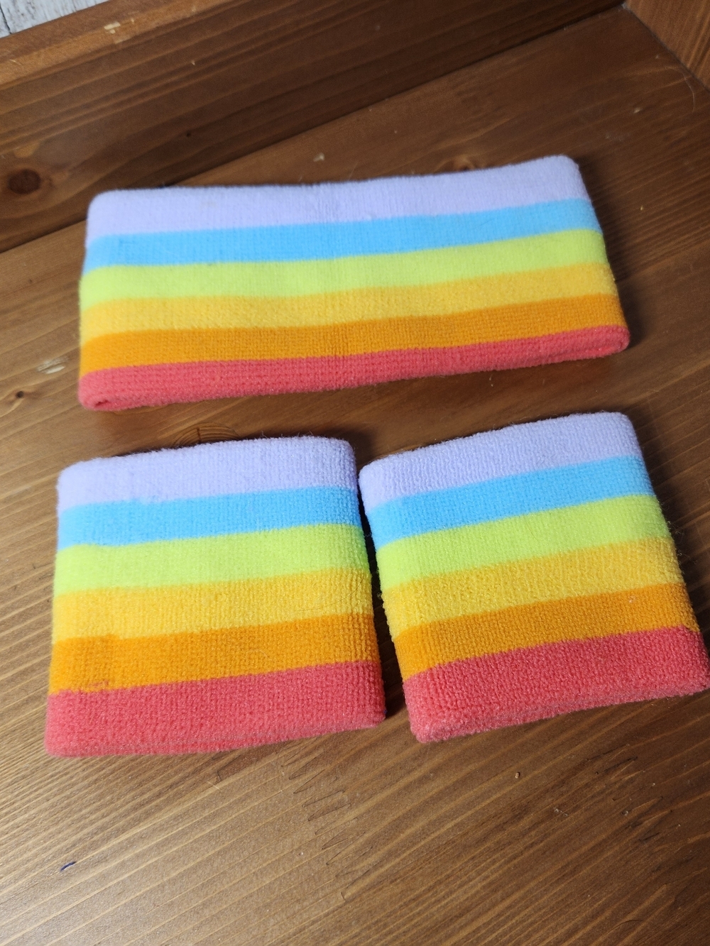 Multicolor Rainbow Stripe Headband Sweatbands Trio Happy Pride Run Gear Race Day